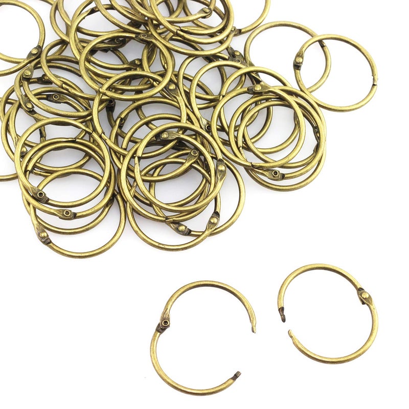 Lind Kitchen 50PCS 1.5" Book Ring Metal Loose Leaf Binder Hinged Buckle Binding Rings Scrapbook Sketchbook Craft Photo Album DIY Bronze 38mm - Image 1